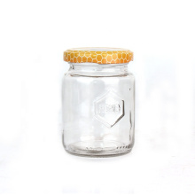 factory price 180ml 6oz round clear packaging glass honey candy food jars bottles with metal lid